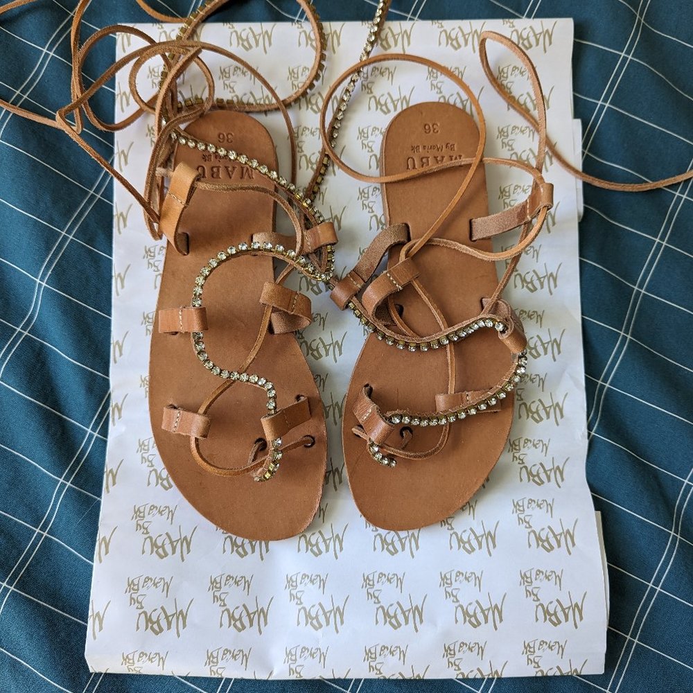 Lace up leather sandals
